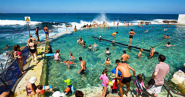People swimming in Bondi Beach pool