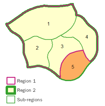 Diagram B – Geographic differencing across regions with sub-regions